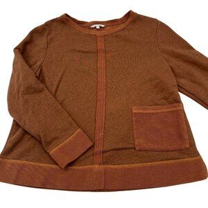 Escape Habitat Clothes Brown Long Sleeve Top W/ Pocket Cotton Blend Womens Small